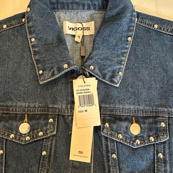 Holiday Chic Studded Denim Vest Dark Wash Layering Essential NWT S-XL - Picture 11 of 15